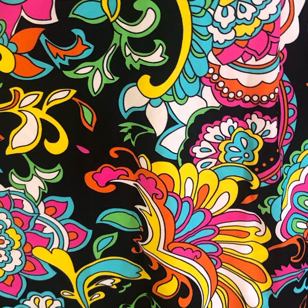 Jude Connally Sleeveless Summer Dress - Black background with bright colors!